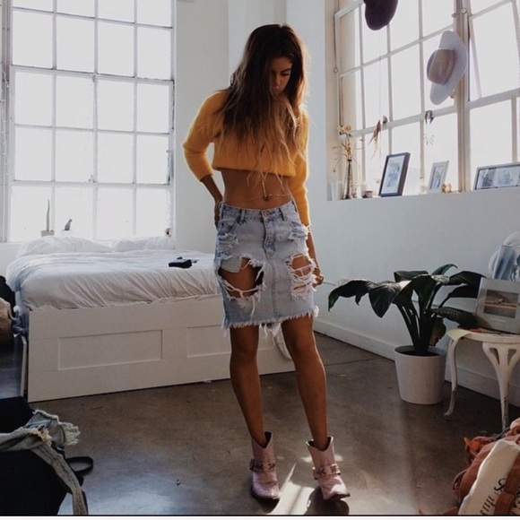 ONE X ONETEASPOON distressed denim skirt - Picture 6 of 6